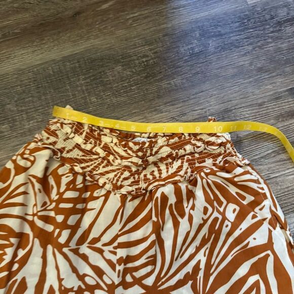 Patrons Of Peace Mustard & White Tropical Print Wide Leg Cropped Pants Sz Small - Picture 11 of 13